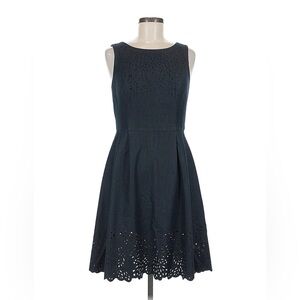 Betsey Johnson Black Sleeveless Laser-Cut Midi Dress EUC
